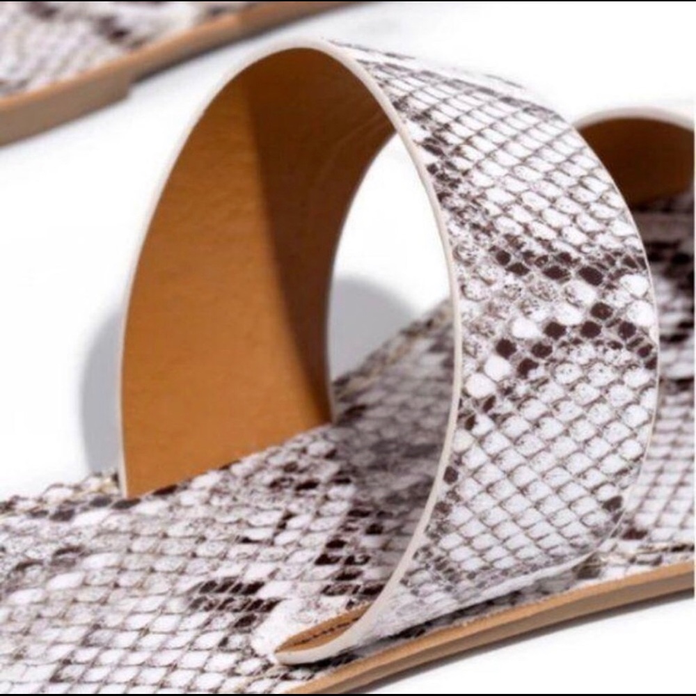 Double strap off white and snake print sandals - Picture 3 of 4